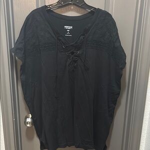 Dolman Black Lace-Up Top